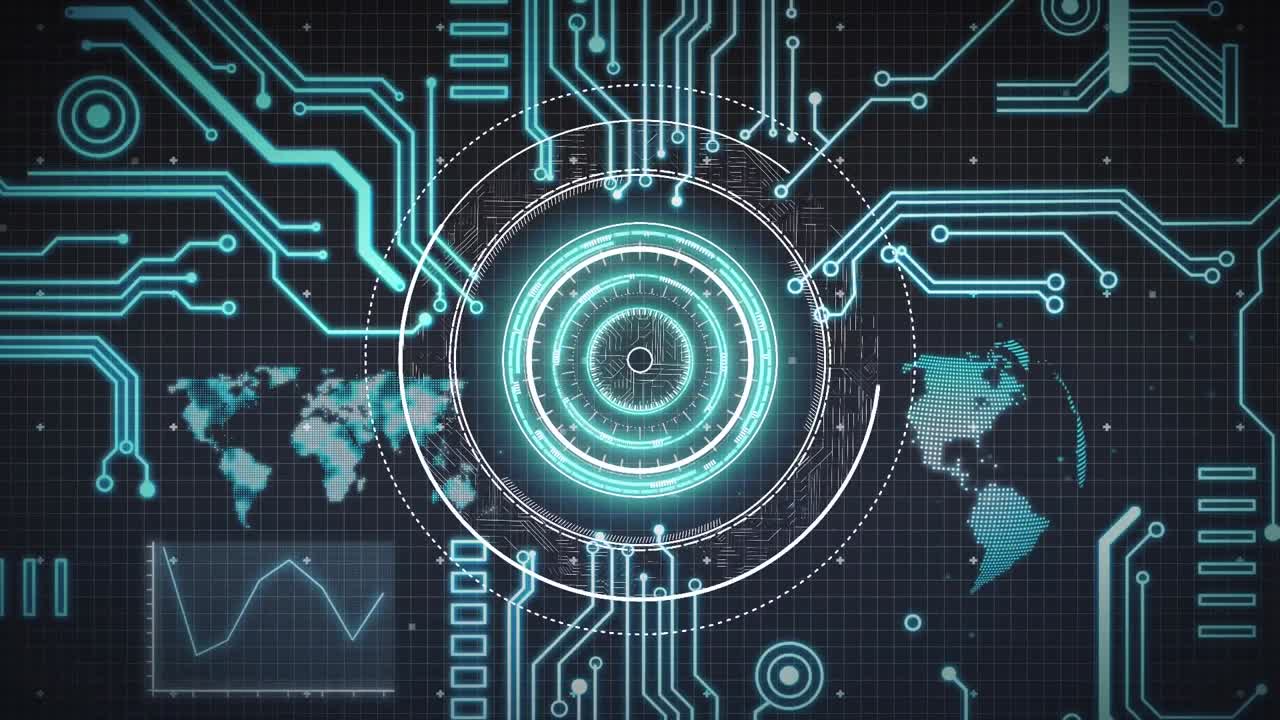 Animation of circuit board, data processing over statistics
