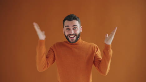 man expressing excitement