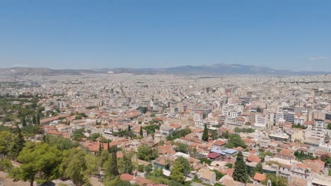 Paisaje-Urbano-Aéreo-De-Atenas,-Una-De-Las-Ciudades-Más-Antiguas,-Ciudad-Capital-De-Grecia,-Punto-De-Vista