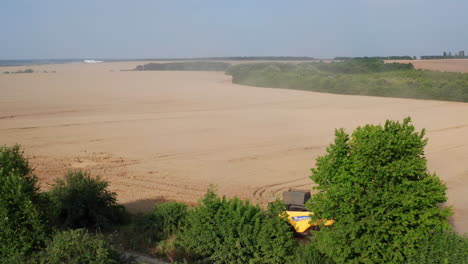 wheat field harvest with combine harvester