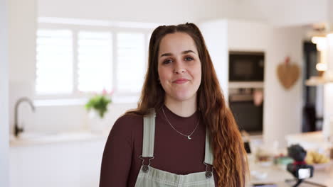 face, smile and a woman influencer in her pottery