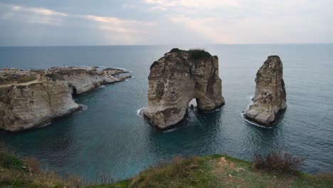 excursion boat off the pigeons rock, grotte aux pigeons, in beirut, lebanon