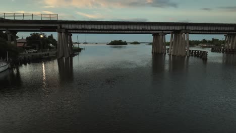 Aerial-view-of-Bayou-Des-Allemands-and-under-bridge