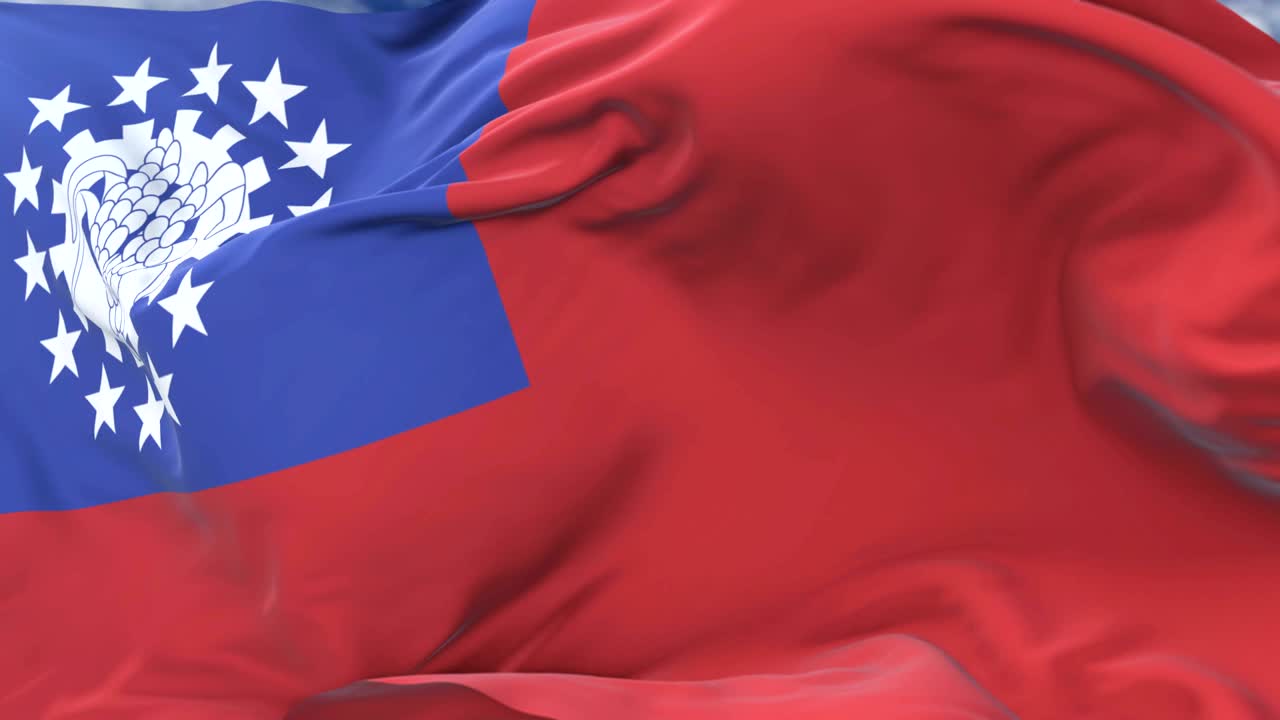 미마 또는 버마 연합의 발이 느린 루프로 바람에 흔들리고 있습니다.