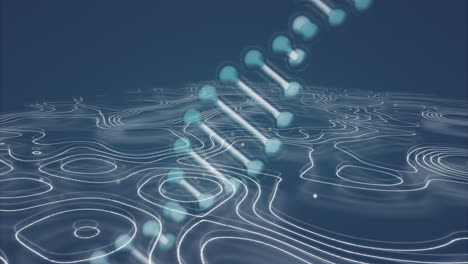 vertical glowing cyan nodes being animated over contour grid in 3d render, with dotted data streams