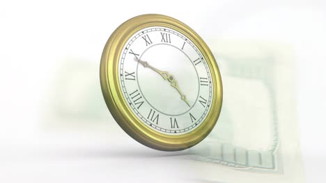 animación del tic-tac del reloj sobre el billete de dólar estadounidense