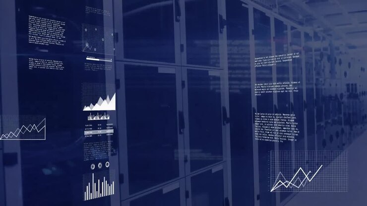 Animation of statistical data processing against computer server room