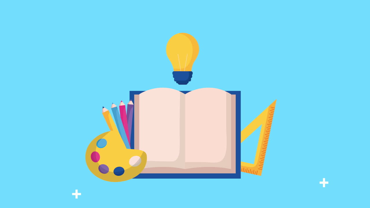 back to school season with book and set icons