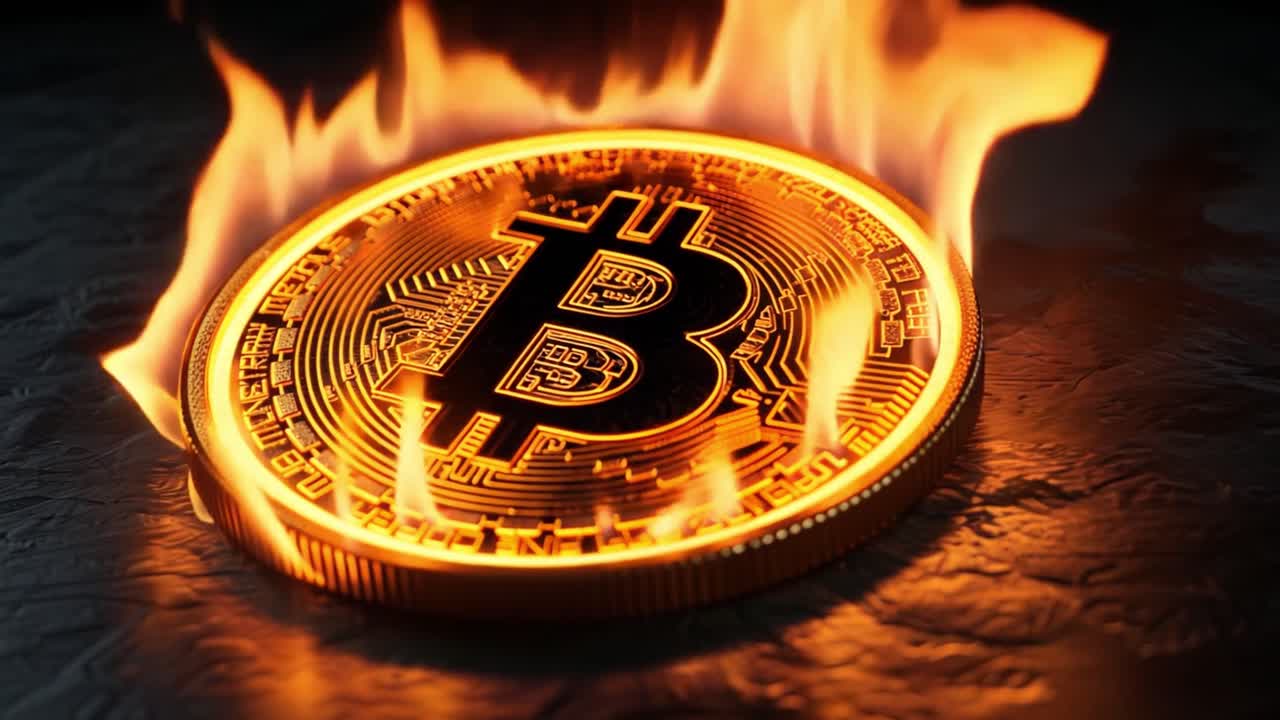 Burning Bitcoin Coin