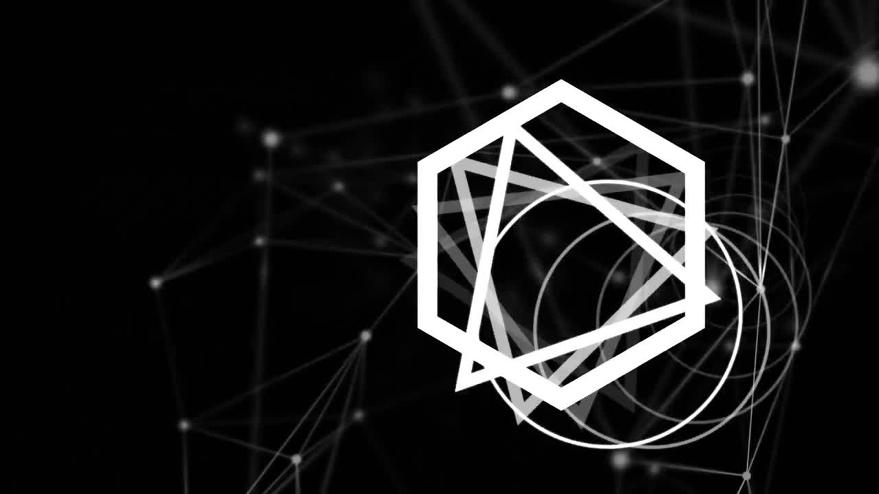 연결 라인 배경과 함께 기하학적 형태의 애니메이션