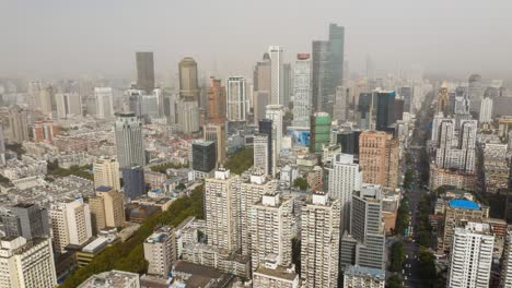 day time nanjing city center downtown district traffic street aerial timelapse panorama 4k china