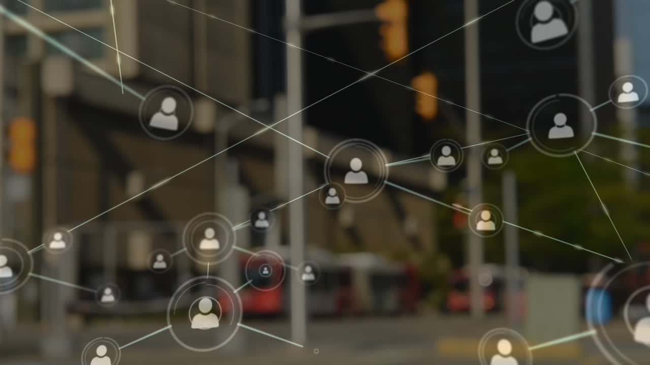 도시 교통에 대한 프로필 아이콘 네트워크의 애니메이션