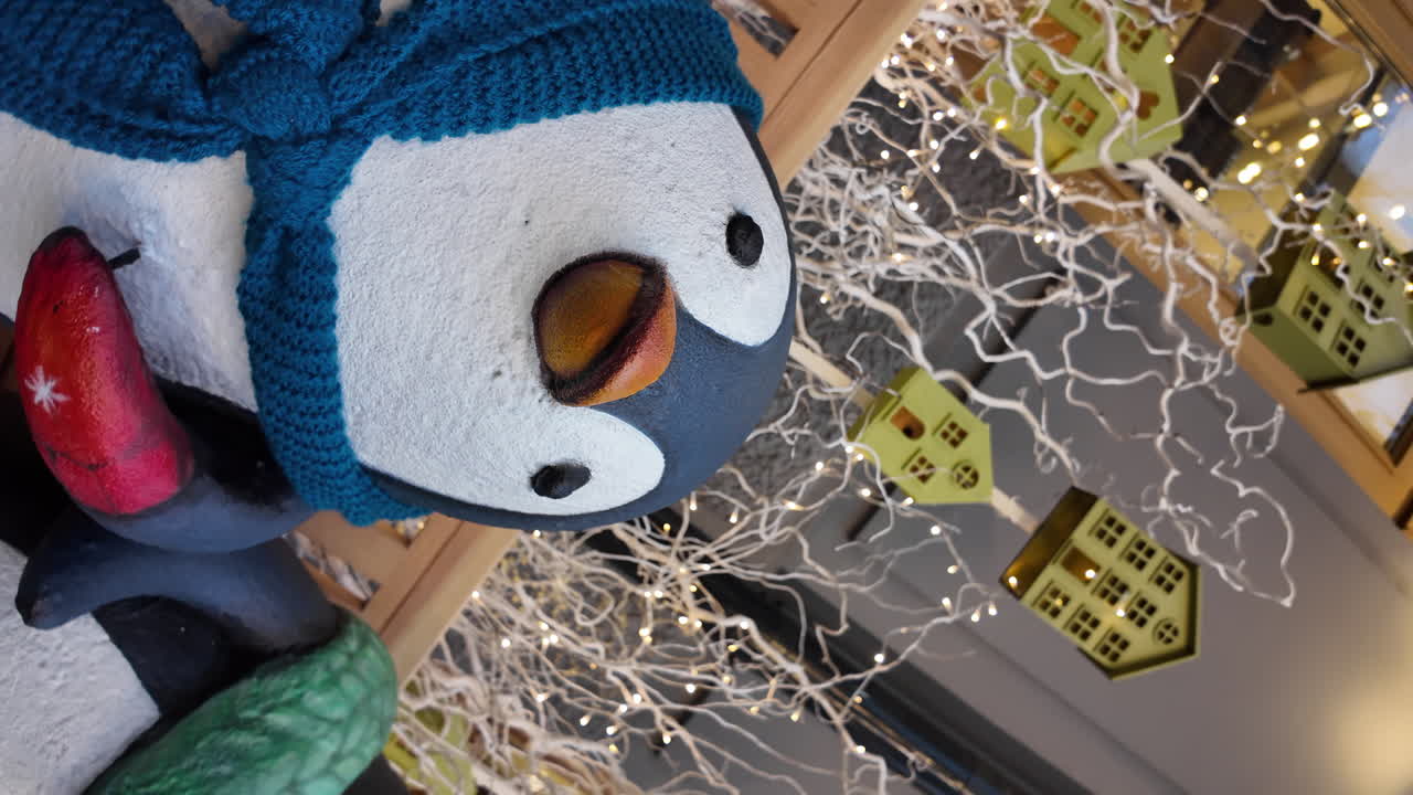 Penguin toy with christmas lights decorations