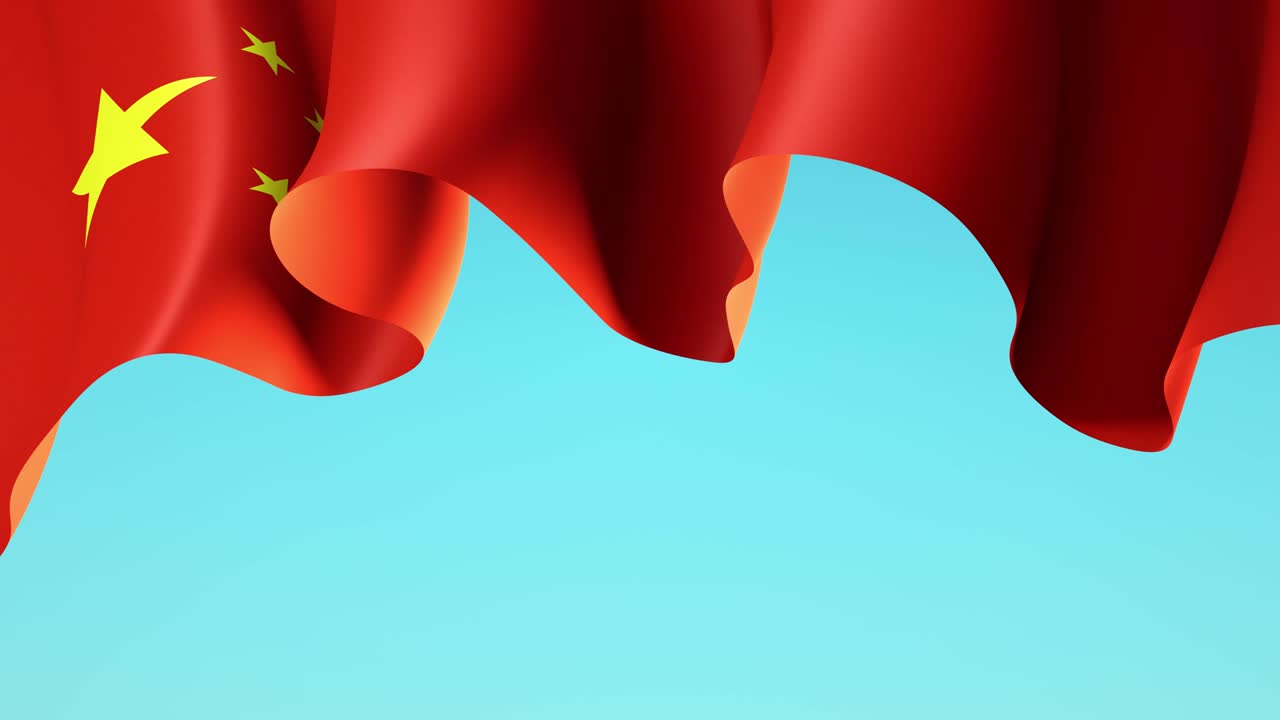 ondeando la bandera de china en el cielo azul para el diseño de la bandera. china ondeando la bandeja nacional fondo animado. diseño patriótico festivo. vacaciones chinas. bucle sin costuras