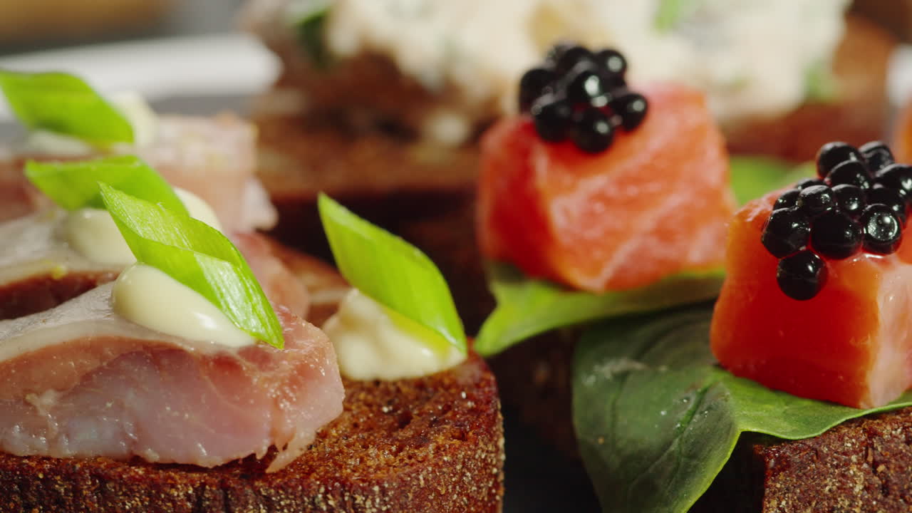 Elegant Appetizers with Smoked Salmon, Caviar, and Toasts