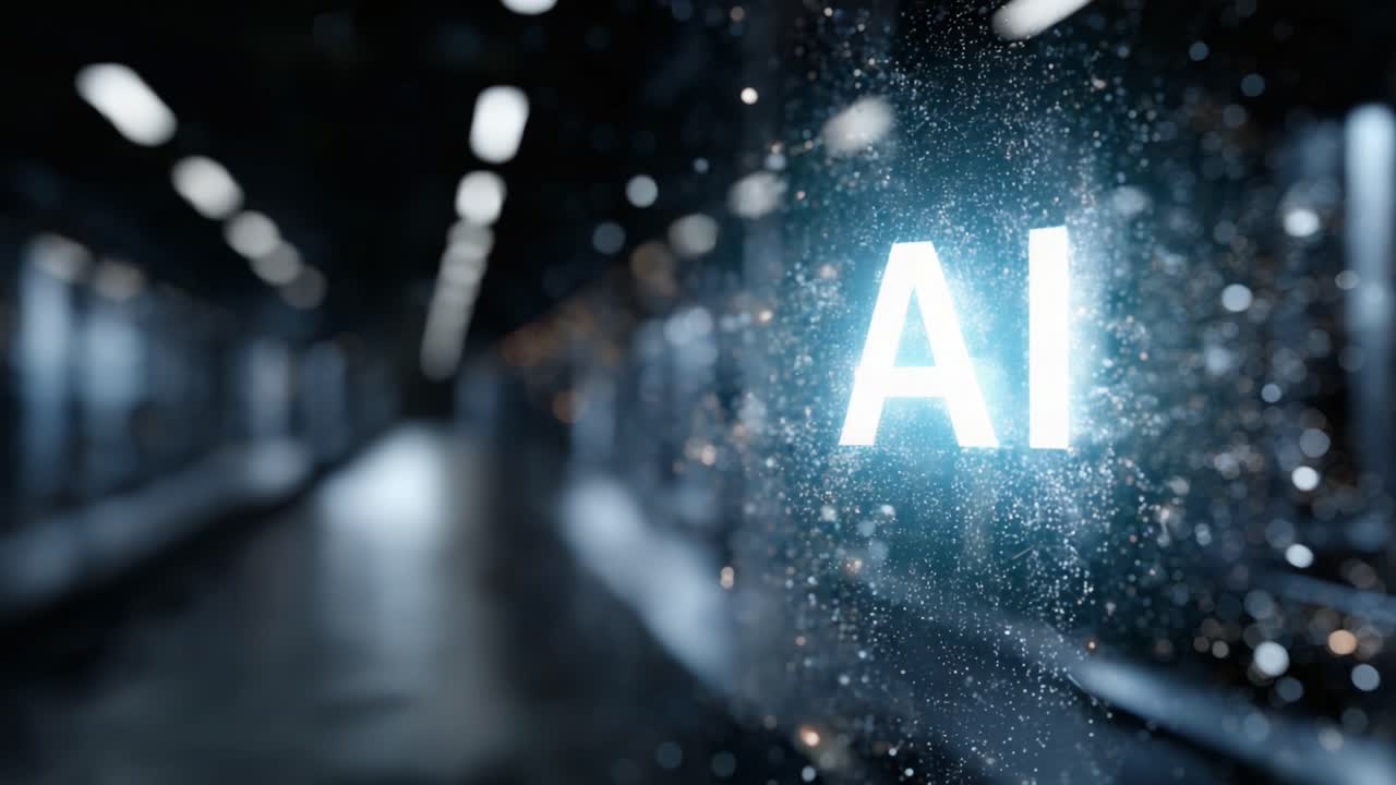 Futuristic Visualization of AI in a High-Tech Environment, Highlighting the Impact of Artificial Intelligence and Data Processing in Modern Technology