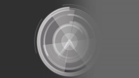 animation of clock moving fast and scope scanning on grey background