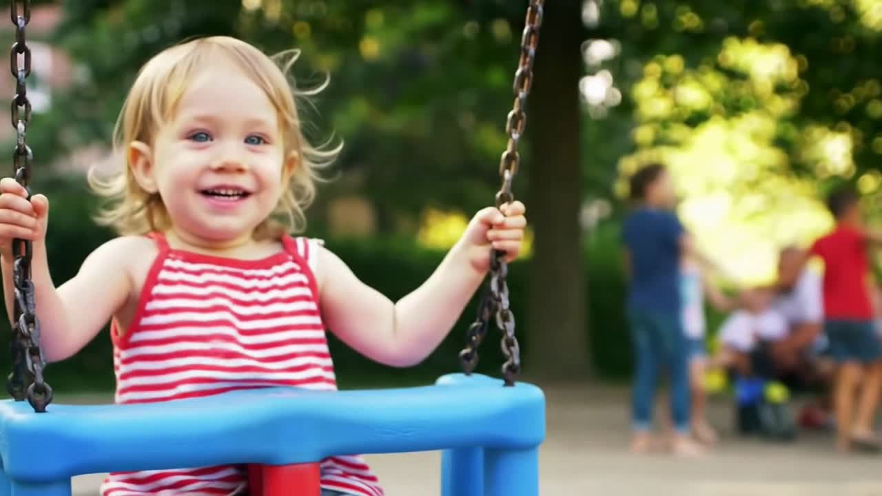 Little Girl Swinging in Park