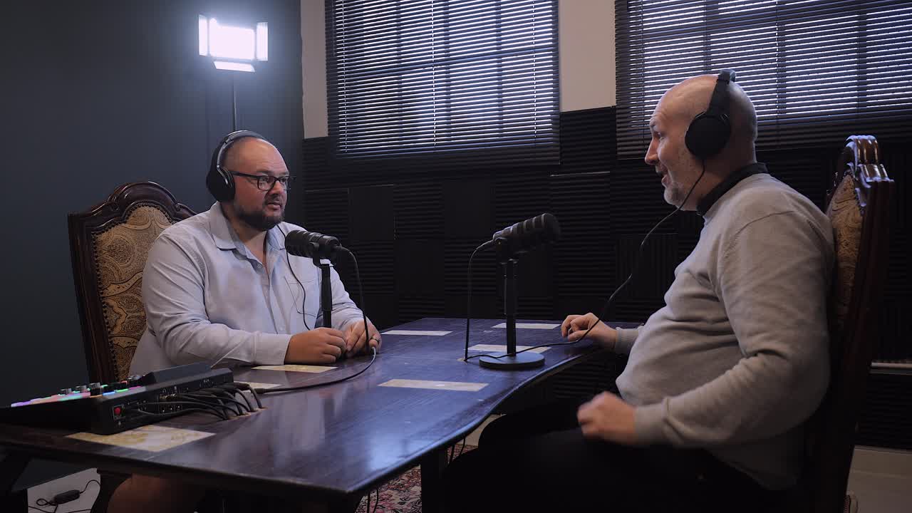 Podcast recording with two men