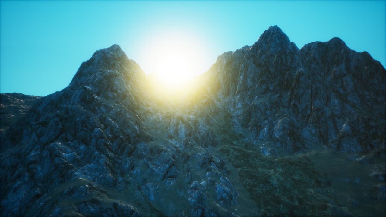 바위 계곡에서 해가 지는 것