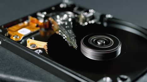 spoiled hard drive makes a circular groove on spinning magnet platter around