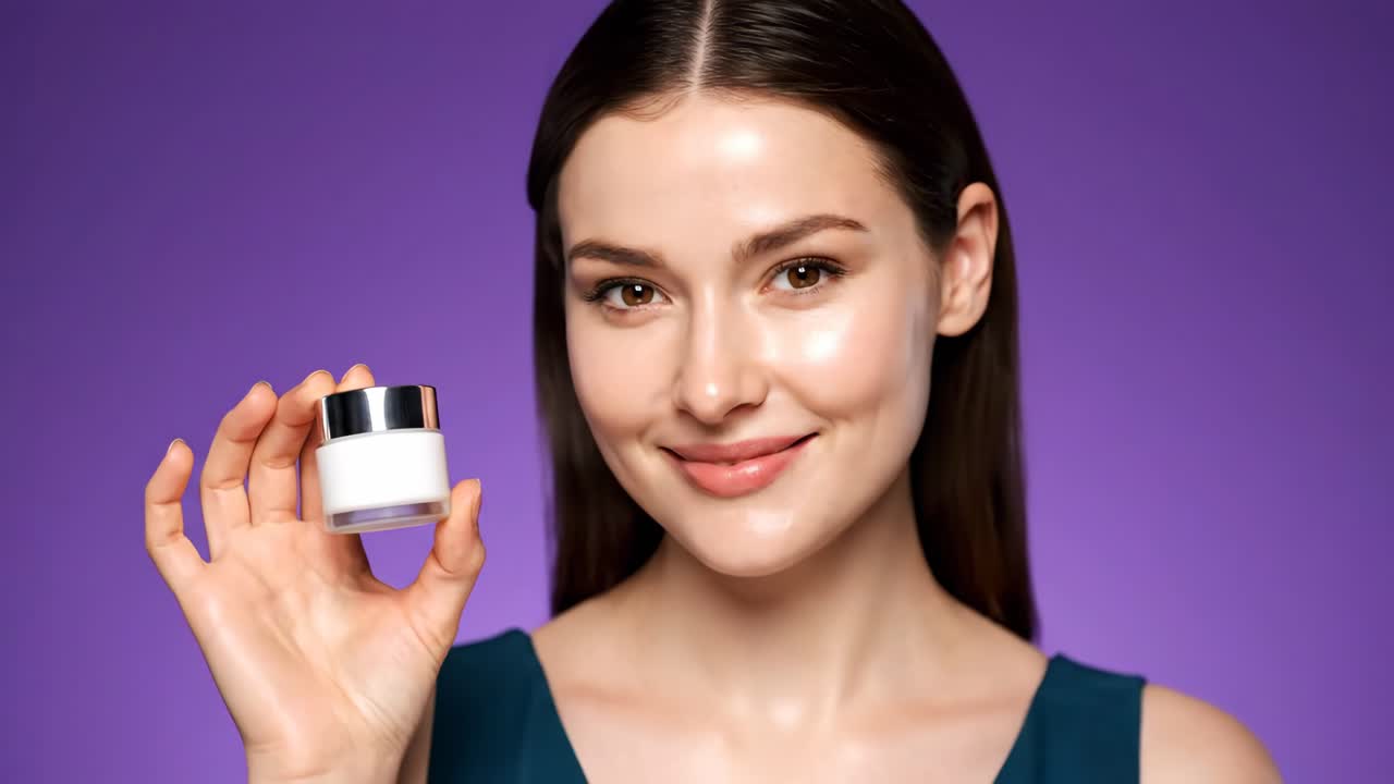 Woman holding cosmetic cream