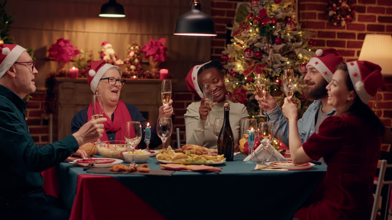 Family and Friends Celebrating Christmas Dinner