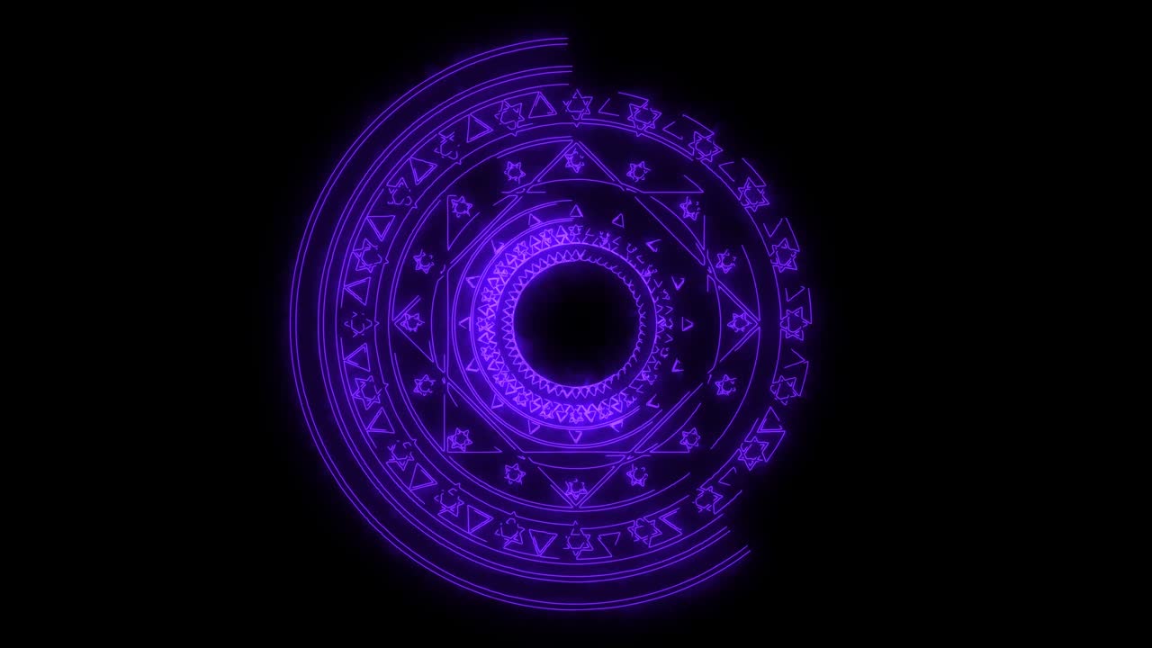 seis estrellas mágicas energía púrpura girar lentamente aparecen para pancarta y publicidad