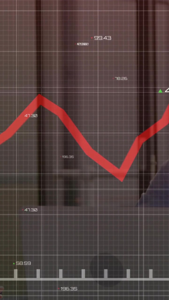Animation of data processing and diagrams over diverse business people discussing work