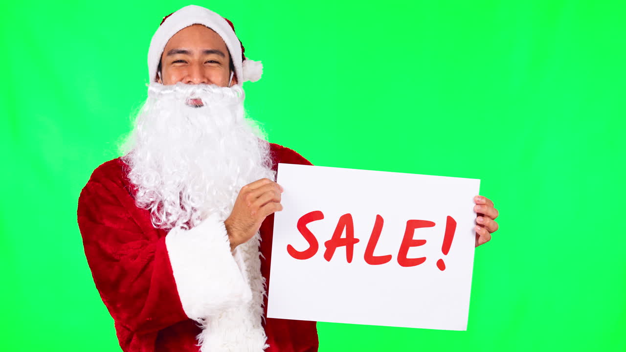 판매 포스터, 녹색에 크리스마스와 산타클로스