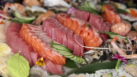 a lavish display of sushi and sashimi delicacies.