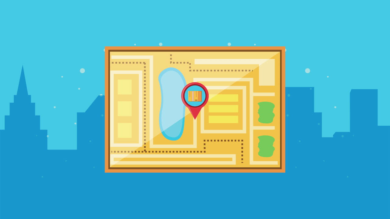 mapa de la ciudad con marcador de entrega