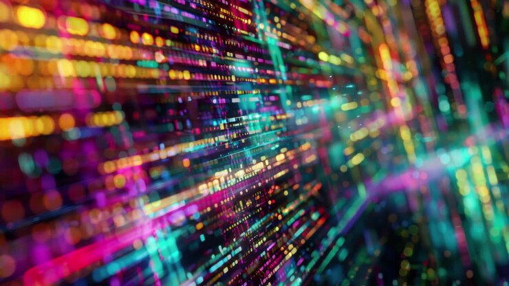 abstract city scene of data and code made with generative AI