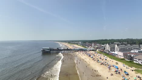 Drone-shot-of-the-boardwalk-at-Old-Orchard-Beach-in-Maine