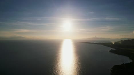 stunning aerial view of ocean and tropical island horizon at dusk in catanduanes, philippines