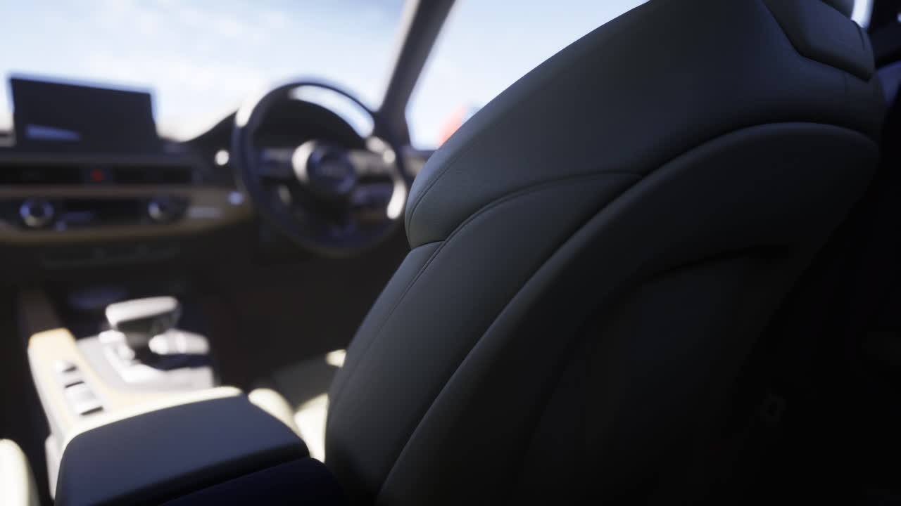 View of a modern car interior highlighting stylish leather seats and dashboard