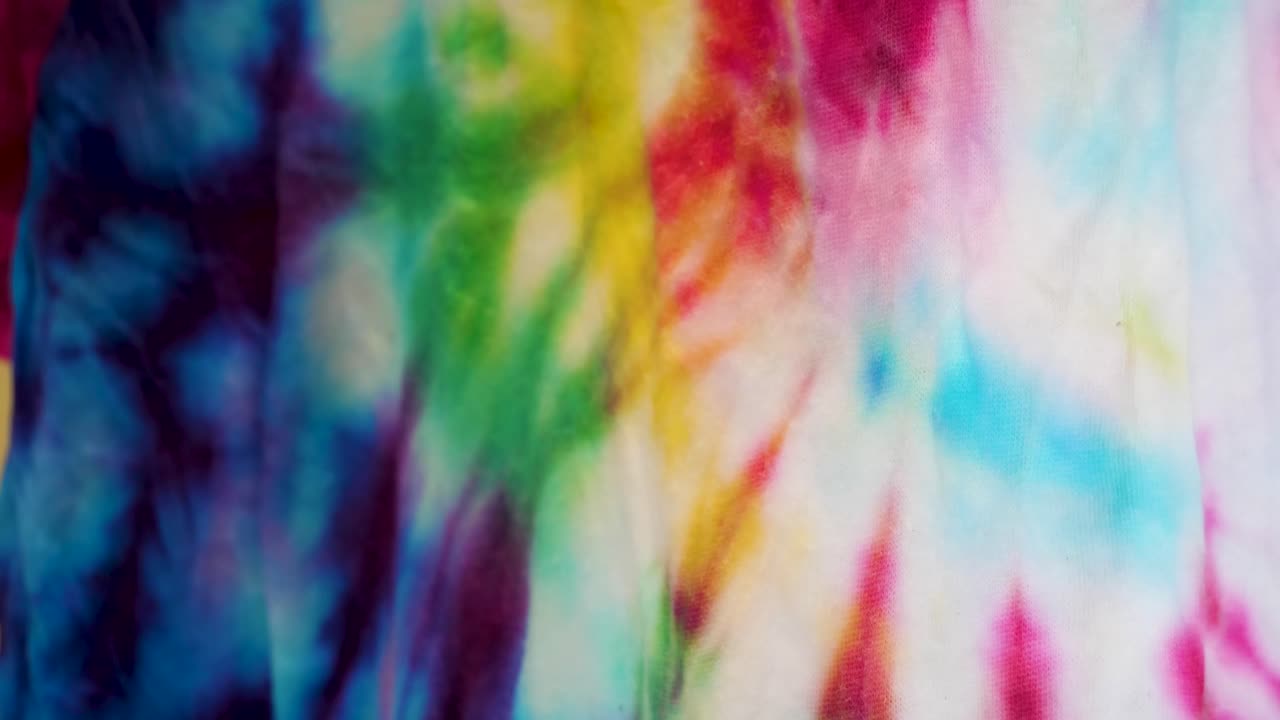 Close Up of Homemade Rainbow Tie-dye T-shirt