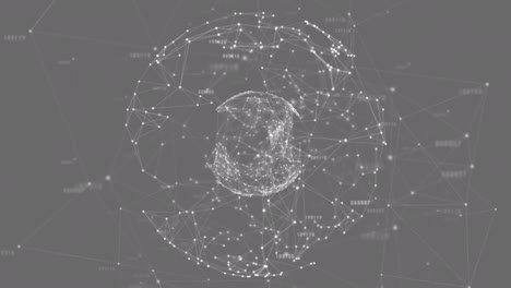 animación de la red de conexiones y el globo sobre fondo oscuro