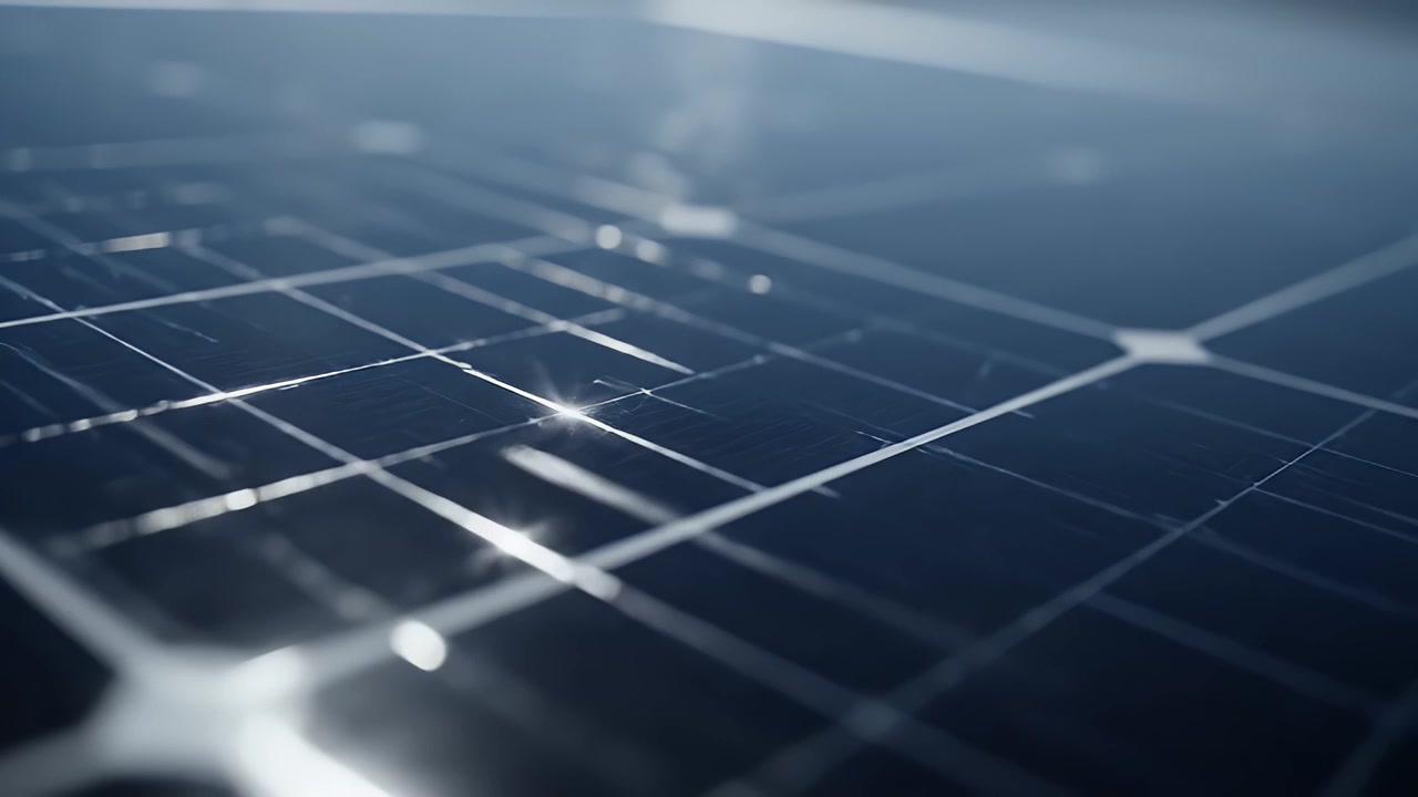 光を反射する現代的なソーラーパネルの表面のクローズアップ