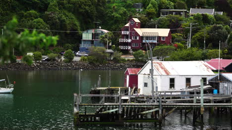 small wharf in dunedin near port chalmers, handheld view