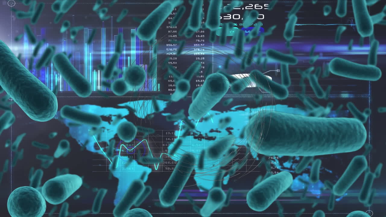 인터페이스에서 데이터 처리를 통해 박테리아 세포의 애니메이션