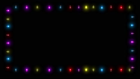 4k string of colorful light bulbs looping christmas holiday themed frame pattern glowing lights