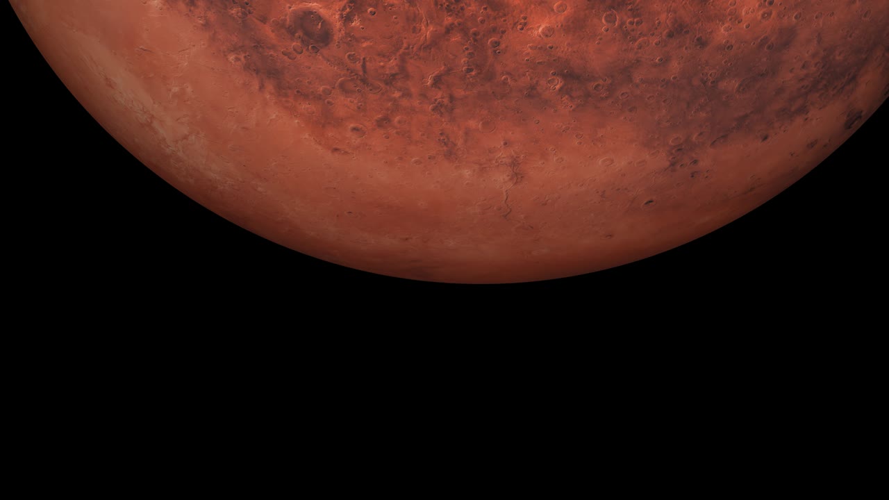 Beautiful planet of Mars animation. Mars is rotating. Milky Way galaxy's giant planet of Mars.