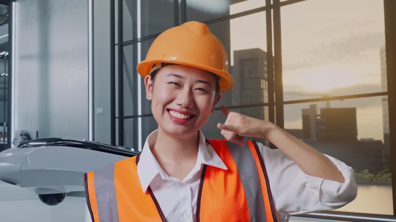 전화 통화를 하는 엔지니어 제스처