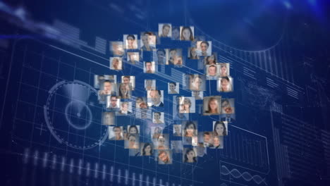 el globo digital con iconos de perfil representa las redes globales y los negocios.