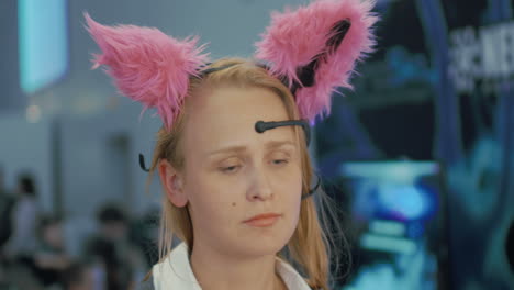 woman in brainwave controlled cat ears