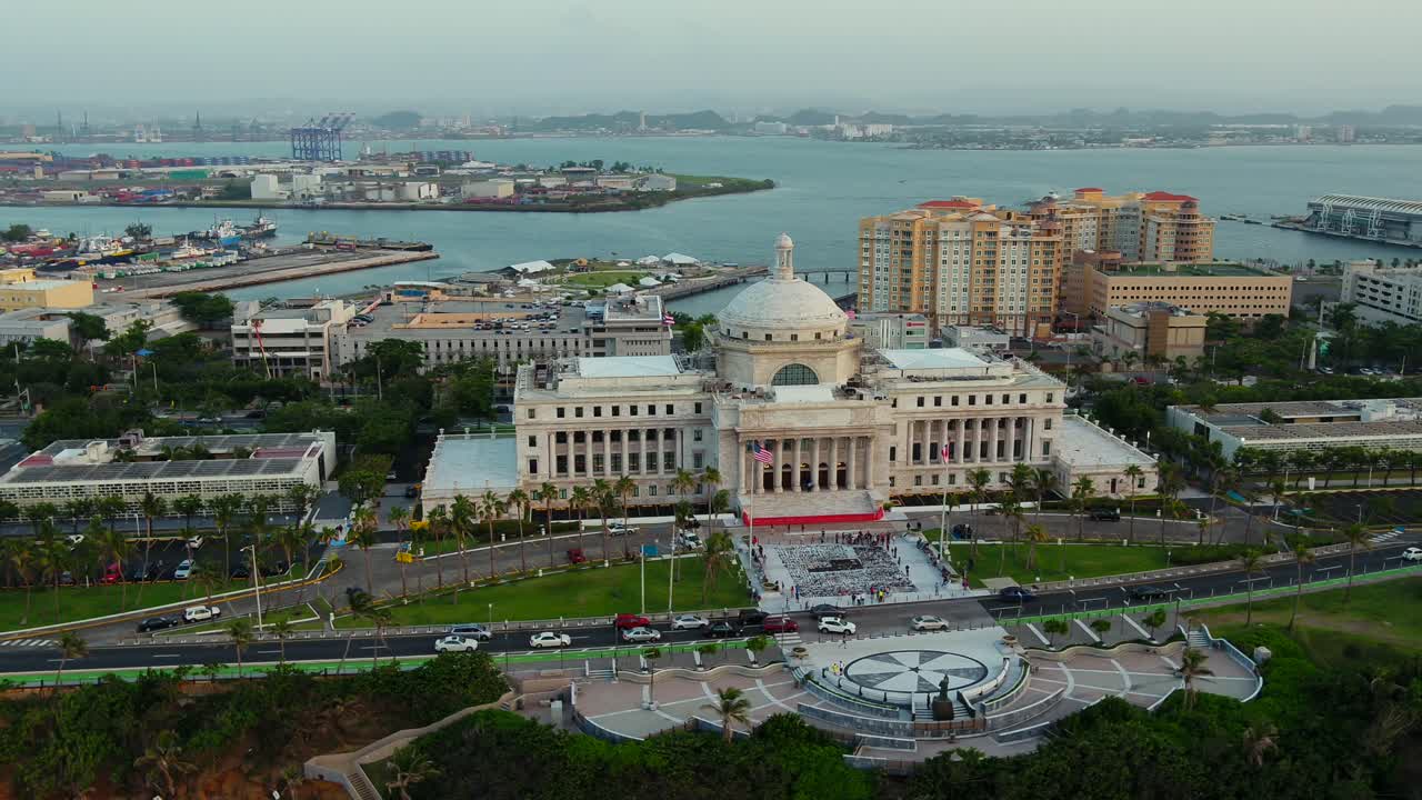 Droning by the capital of Puerto Rico on a hazy day