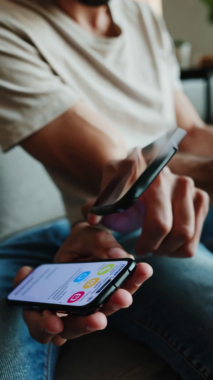Man's Hands Holding a Smartphone