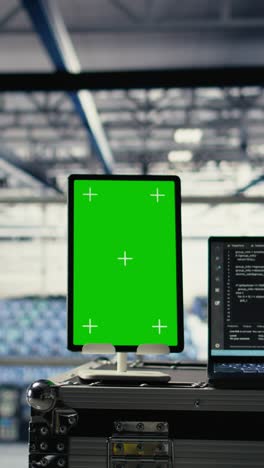 vertical video isolated screen tablet in data center training infrastructure for ai technology