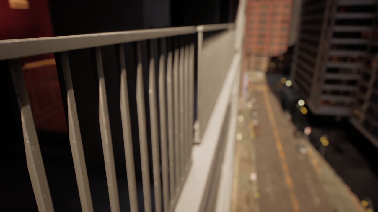 Una vista di una città da un balcone